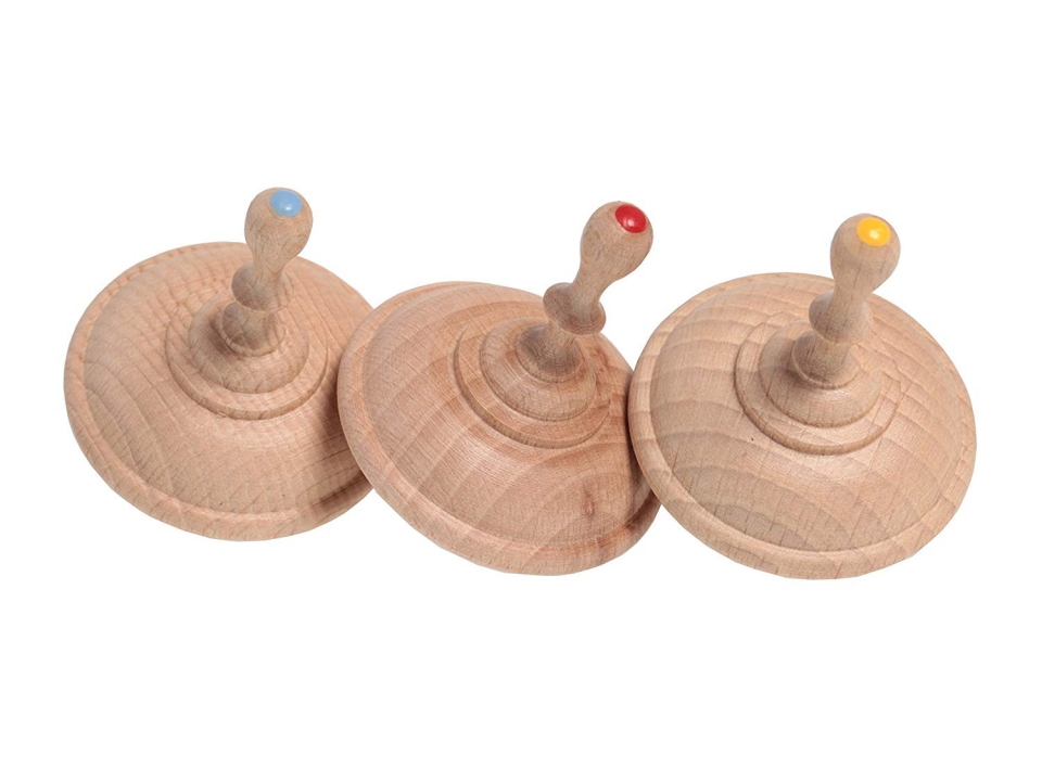 Free Set Of Wooden Spinning Top Toy