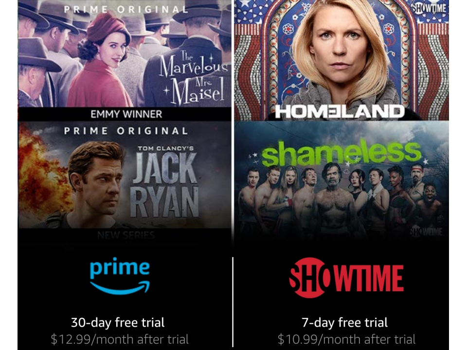 Free Premium Movie Channel Trials From Amazon